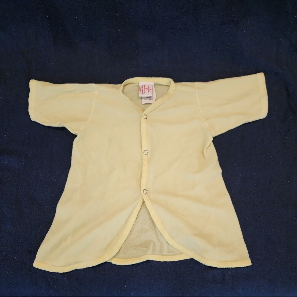 Vintage Medline Yellow Polyester Hospital Gown - Toddler Small - Front Snaps